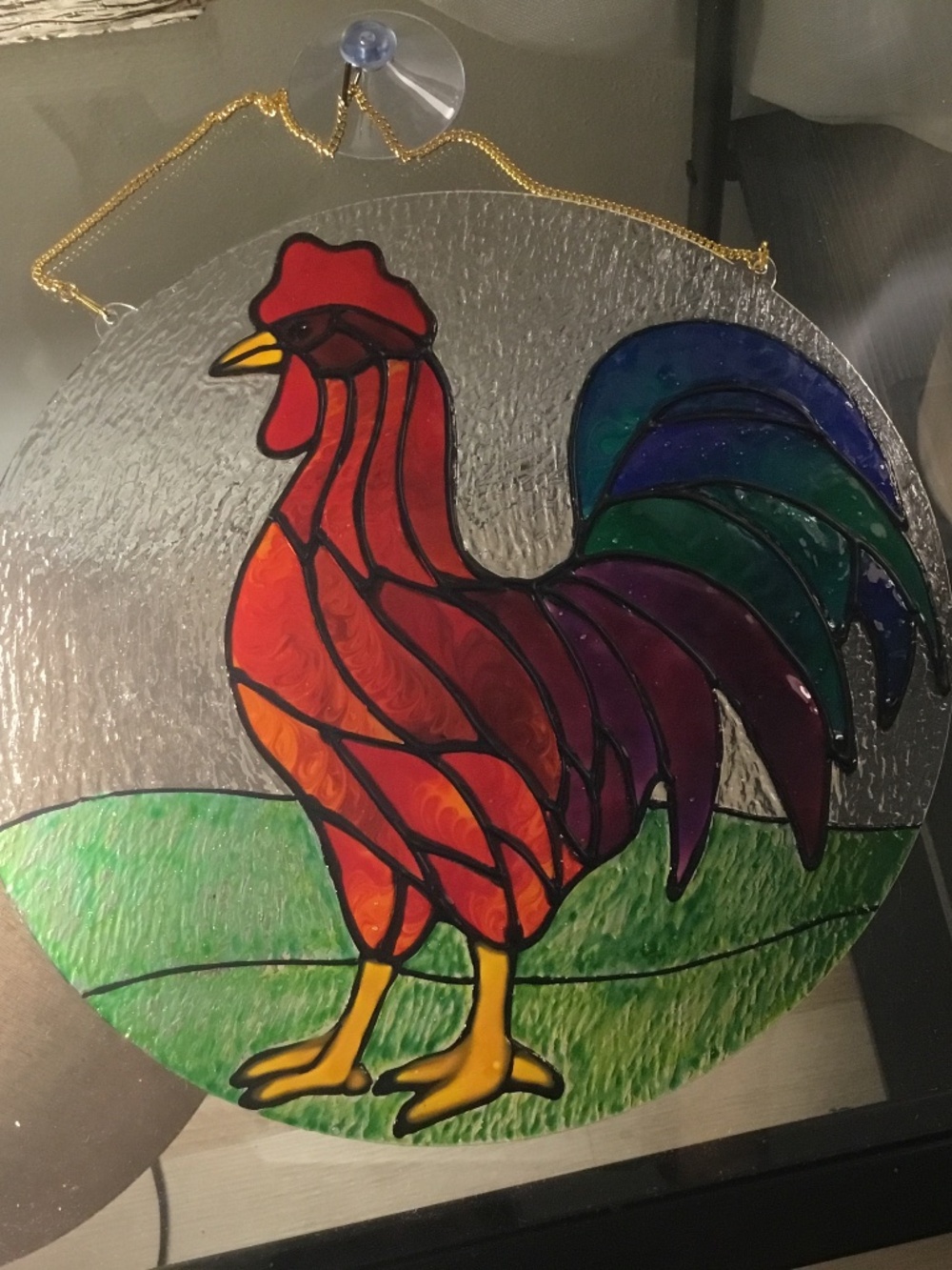 Rooster Handcrafted on 10 X 10 inch acrylic circle - Picture 3 of 3